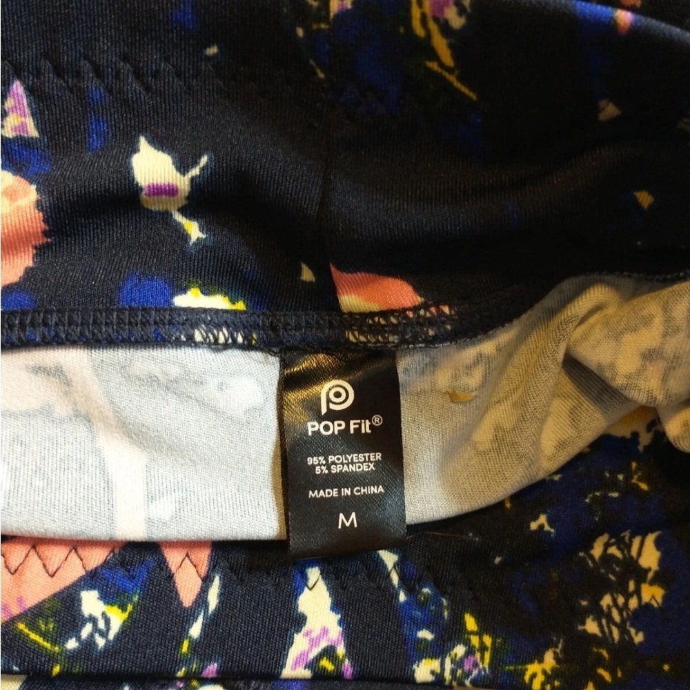 POP Fit Dark Blue Leggings with Floral Accents and Nike purple Shirt - Picture 7 of 7